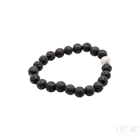 Lava with Howlite Crystal Bracelet 8mm