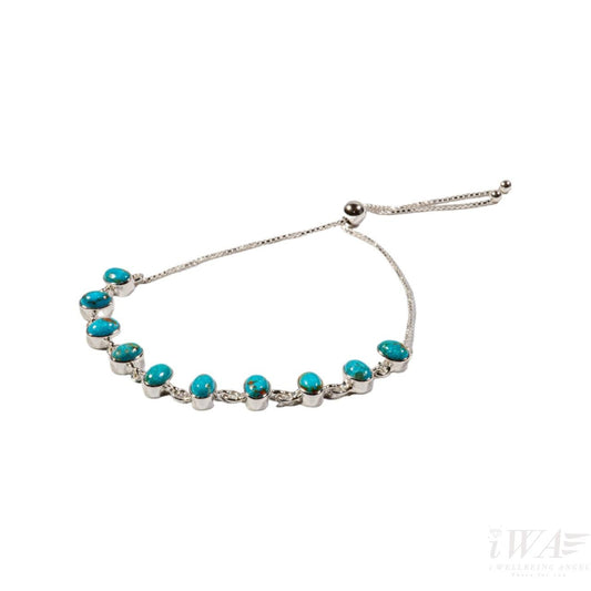 Mexican Turquoise Deca Slider Bracelet Silver Jewellery
