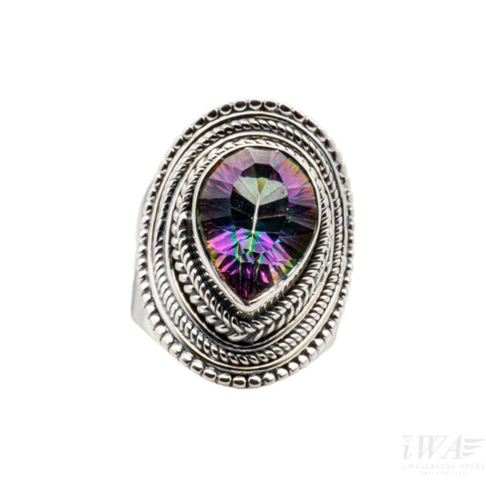 Mystic Quartz Raindrop Ring Silver Jewellery