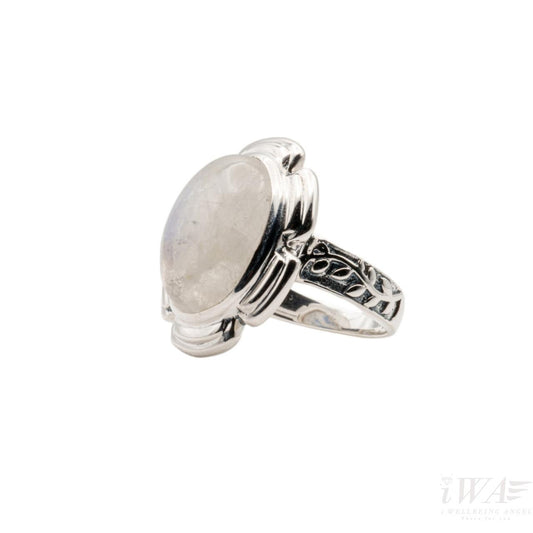 Rainbow Moonstone Floreo Ring Silver Jewellery