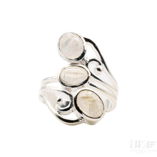 Rainbow Moonstone Music Ring Silver Jewellery