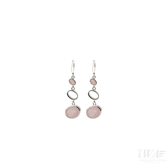 Rose Quartz Joy hook Earring Silver Jewellery