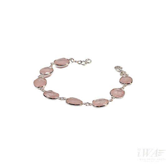 Silver Bracelet with Rose Quartz Octingenti front