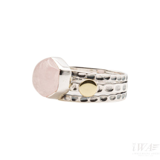 Rose Quartz Tribus Ring Silver Jewellery