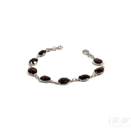 Silver Bracelet with Smoky Quartz Octogenti design