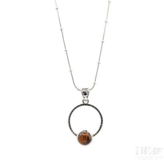 Tiger Eye Circulus Pendant Necklace Silver Jewellery