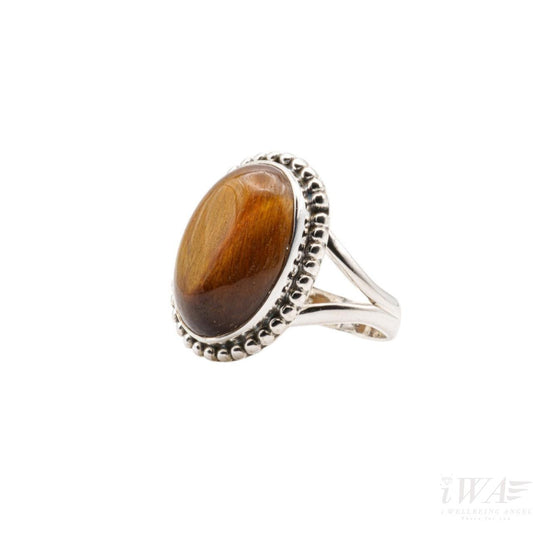 Tiger Eye Oval Deux Ring Silver Jewellery