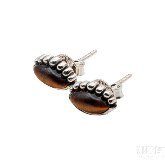 Tiger Eye Stud Earring Silver Jewellery