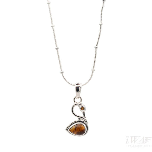 Tiger Eye with Citrine Swan Gemstone pendant