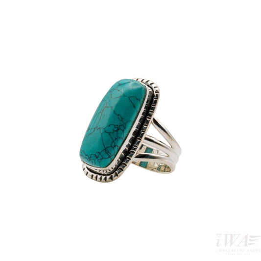 Turquoise Rectangle Trois Ring Silver Jewellery